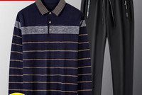 Sportisks vīriešu divdaļīgs komplekts ar klasisku apkakli un šņorējamām apakšām