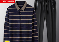 Casual ανδρική ριγέ μπλούζα και σετ κάτω