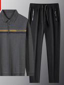 Ανδρική casual μπλούζα με γιακά και σετ δεμένο παντελόνι