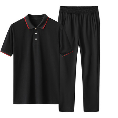 Vīriešu sporta divdaļīgs t-krekls ar īsām piedurknēm ar kabatas dibeniem