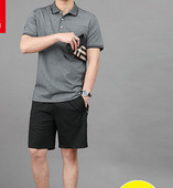 Alkalmi férfi szett galléros pólóból és rövidnadrágból