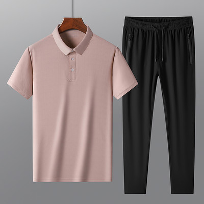 Ikdienas vīriešu bikses un blūzes komplekts ar īsām piedurknēm