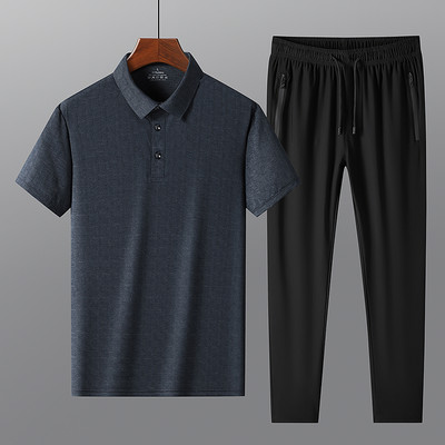 Ikdienas vīriešu bikses un blūzes komplekts ar īsām piedurknēm