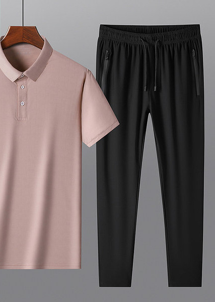 Ikdienas vīriešu bikses un blūzes komplekts ar īsām piedurknēm