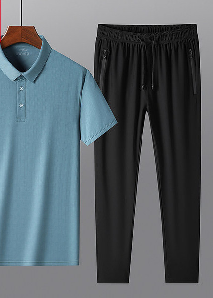 Ikdienas vīriešu bikses un blūzes komplekts ar īsām piedurknēm