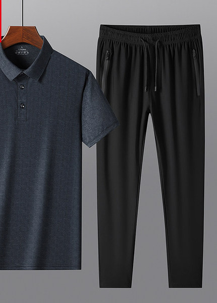 Ikdienas vīriešu bikses un blūzes komplekts ar īsām piedurknēm