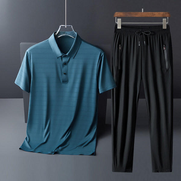 Casual ανδρικό σετ δύο τεμαχίων με κοντομάνικη μπλούζα και κορδόνι