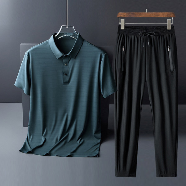 Casual ανδρικό σετ δύο τεμαχίων με κοντομάνικη μπλούζα και κορδόνι