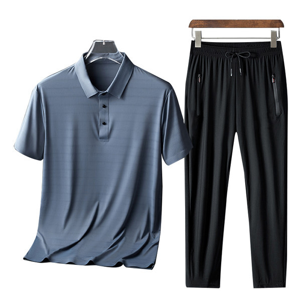 Casual ανδρικό σετ δύο τεμαχίων με κοντομάνικη μπλούζα και κορδόνι