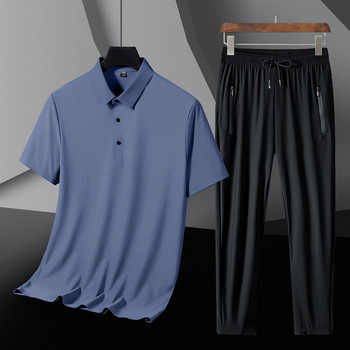 Спортен комплект от две части блуза с къс ръкав и долнище с връзки