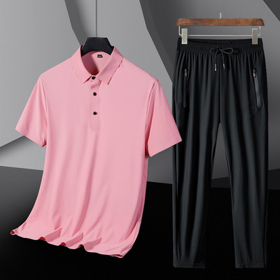 Sportos kétrészes szett rövid ujjú blúzzal és fűzős alsókkal