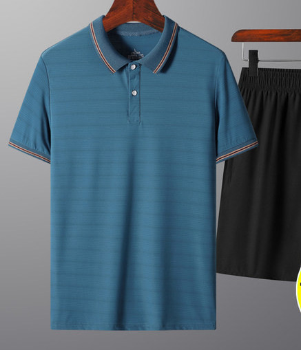 Ikdienas stila vīriešu divdaļīgs komplekts ar īsām piedurknēm un šortiem