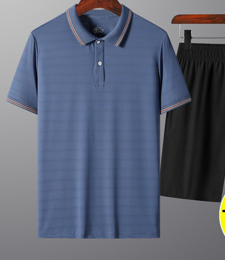 Ikdienas stila vīriešu divdaļīgs komplekts ar īsām piedurknēm un šortiem