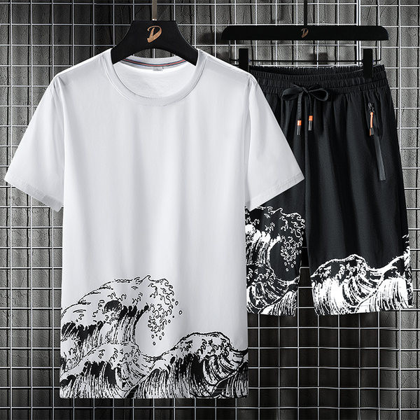 Vīriešu divdaļīgs komplekts - ar īsām piedurknēm augšā un apakšā