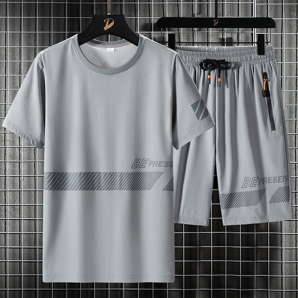 Vīriešu divdaļīgs komplekts - ar īsām piedurknēm augšā un apakšā