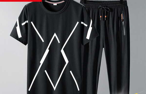 Ανδρική φόρμα - κοντομάνικο με κορδόνια και τσέπη