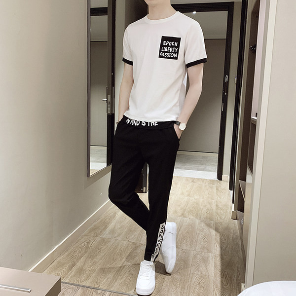 Antarktikas T krekls ar īsām piedurknēm vīriešu ikdienas uzvalks ar skaistām vasaras plānām ledus zīda sporta biksēm.