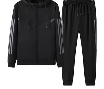 Sport modell férfi kétrészes szett cipzárral és kapucnival