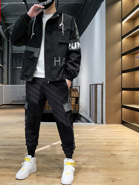 Vīriešu ikdienas jakas un bikšu komplekts ar kabatu