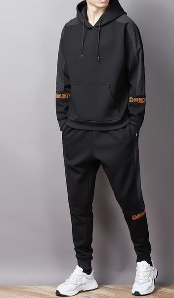 Vīriešu divdaļīga sporta komanda ar uzrakstu un ovālu kakla izgriezumu jauns modelis