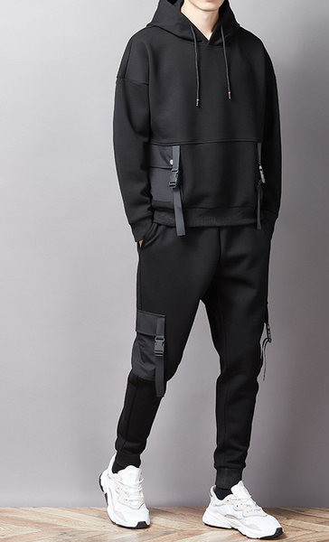 Vīriešu divdaļīga sporta komanda ar uzrakstu un ovālu kakla izgriezumu jauns modelis