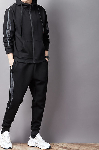 Jauna modeļa vīriešu sporta divdaļīgs komplekts ar kapuci un šņorēm