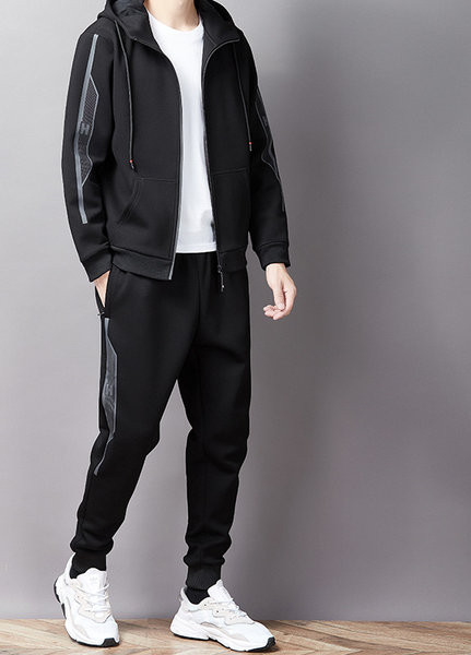 Jauna modeļa vīriešu sporta divdaļīgs komplekts ar kapuci un šņorēm