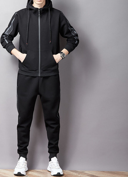 Jauna modeļa vīriešu sporta divdaļīgs komplekts ar kapuci un šņorēm