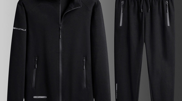 Ανδρικό αθλητικό σετ - τοπ με φερμουάρ και παντελόνια με κορδόνια