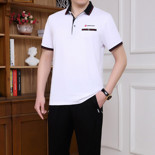 Jauna modeļa sporta vīriešu divdaļīgs komplekts ar īsām piedurknēm un apakšu ar kabatu un logotipu