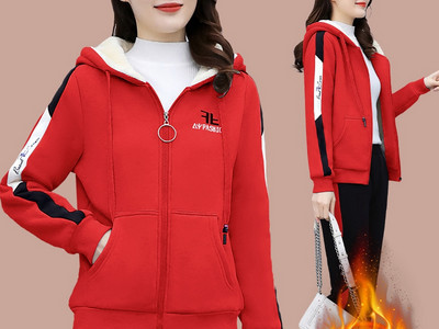 Sieviešu divdaļīgs komplekts ar siltu oderi un rāvējslēdzēja aizdari