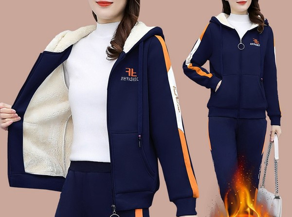 Sieviešu divdaļīgs komplekts ar siltu oderi un rāvējslēdzēja aizdari