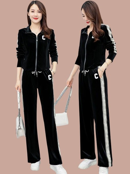 Γυναικείο αθλητικό σετ δύο τεμαχίων με φερμουάρ και κέντημα