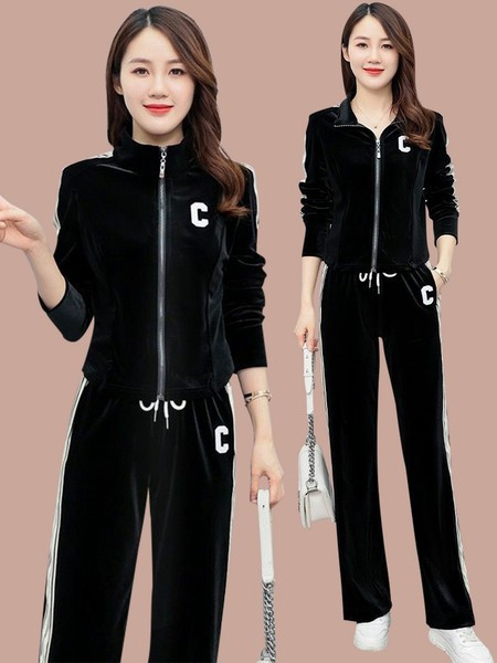 Γυναικείο αθλητικό σετ δύο τεμαχίων με φερμουάρ και κέντημα