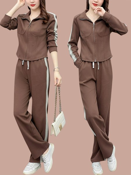 Γυναικεία αθλητική φόρμα με σωληνώσεις και φερμουάρ