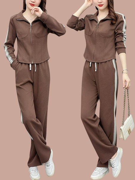 Γυναικεία αθλητική φόρμα με σωληνώσεις και φερμουάρ