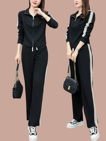 Γυναικεία αθλητική φόρμα με σωληνώσεις και φερμουάρ