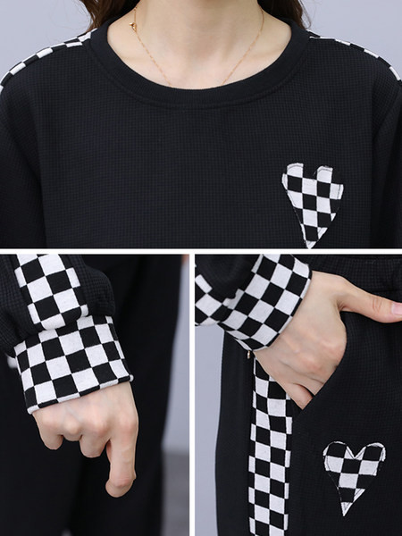 Alkalmi női blúz és nadrág szett - fekete színű