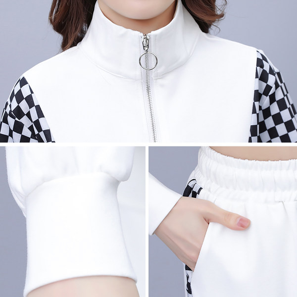 Sieviešu divdaļīgs komplekts ar rāvējslēdzēju un kabatas sporta modeli