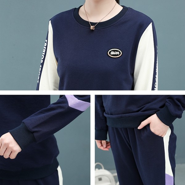 Γυναικείο casual σετ  με μπλούζα σε οβάλ λαιμόκοψη και κάτω μέρος με τσέπη