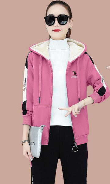 Sportisks sieviešu divdaļīgs treniņtērpa komplekts ar rāvējslēdzēju ar oderi