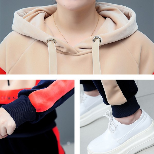 Φθινοπωρινό-χειμωνιάτικο γυναικείο σετ πάνω και κάτω με κουκούλα