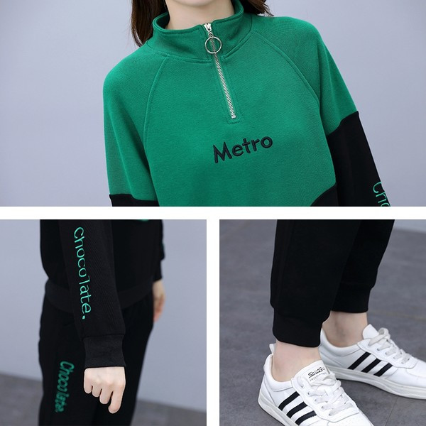 Lezser stílusú női kétrészes szett cipzárral