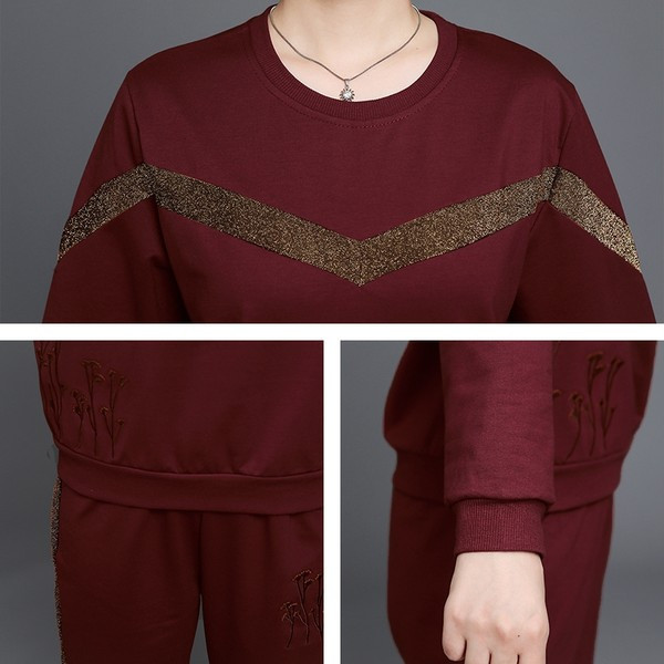 Divdaļīgs ikdienas komplekts sievietēm ar O veida kakla izgriezumu