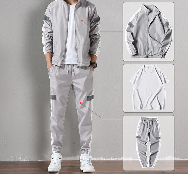 Vīriešu trīsdaļīgs sporta tērps, kas piemērots ikdienas lietošanai
