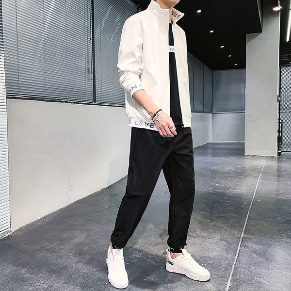 Őszi férfi kétrészes ruha - fehér és fekete színben