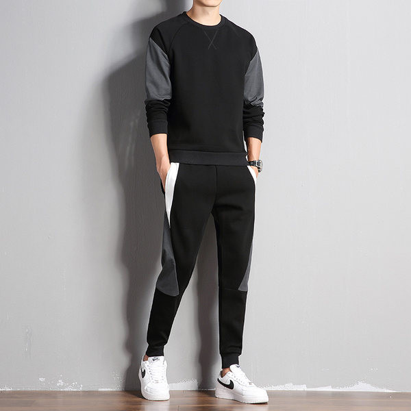 Ανδρικό σετ που αποτελείται από δύο μέρη άνοιξη-φθινόπωρο με οβάλ λαιμόκοψη