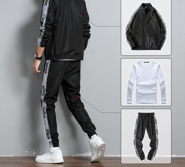 Jauna modeļa sporta trīsdaļīgs komplekts vīriešiem ar uzrakstu