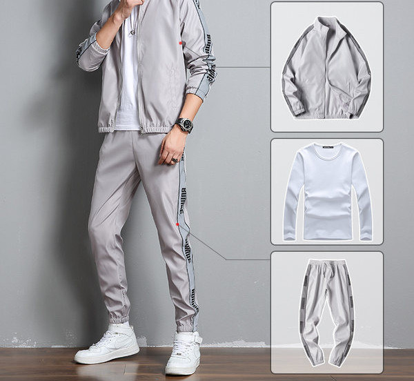 Jauna modeļa sporta trīsdaļīgs komplekts vīriešiem ar uzrakstu