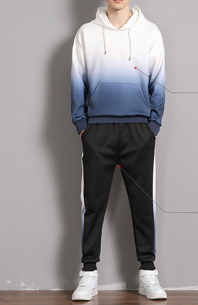 Σπορ ανδρικό σετ φούτερ με κουκούλα και κάτω μέρος